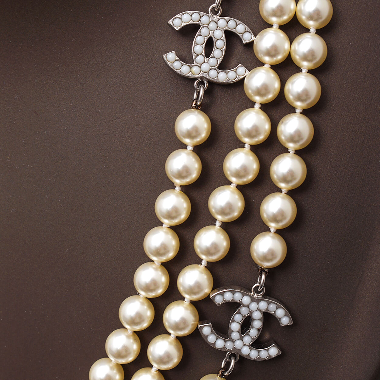 Chanel - 3 CC Pearl Long Necklace with Rhinestones 10/V 